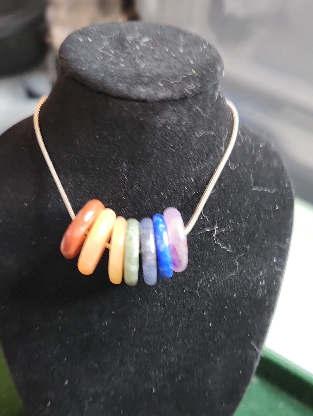 Pride Necklace: Stone Disks on Sterling Silver Chain